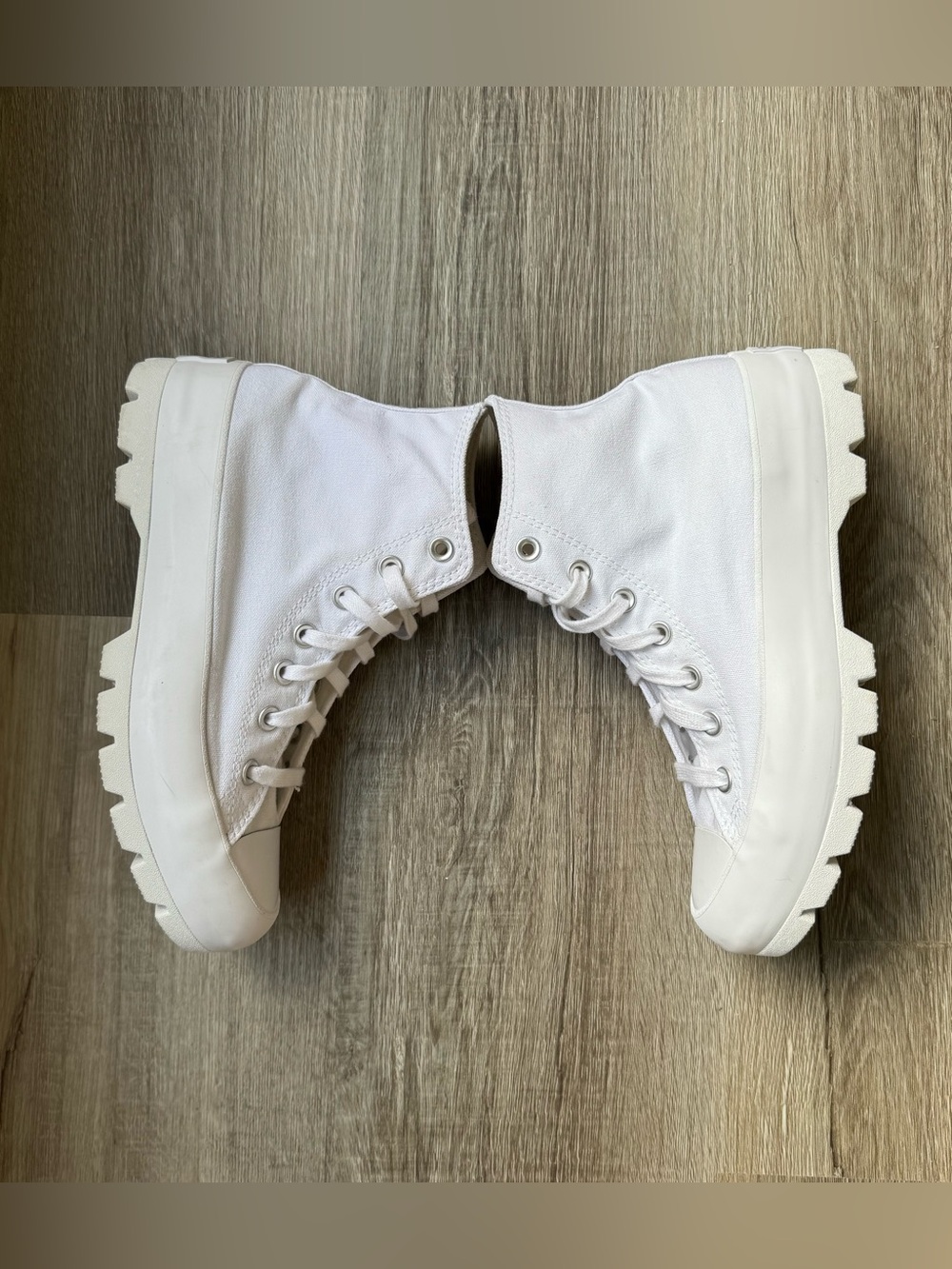 Converse Chuck Taylor Lugged Lift Hi White Canvas Platform Sneakers Women’s 8 - Picture 5 of 9